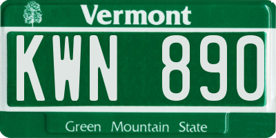 VT license plate KWN890
