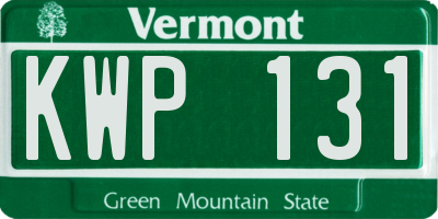 VT license plate KWP131
