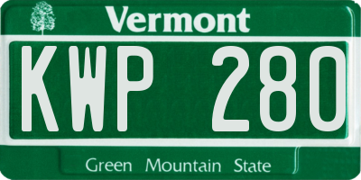 VT license plate KWP280