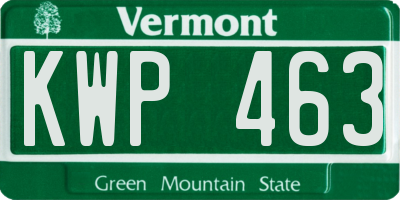 VT license plate KWP463