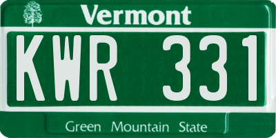 VT license plate KWR331