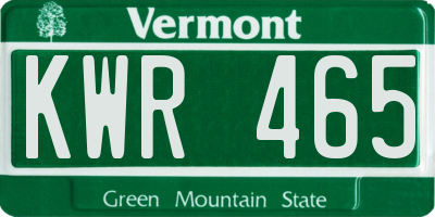 VT license plate KWR465