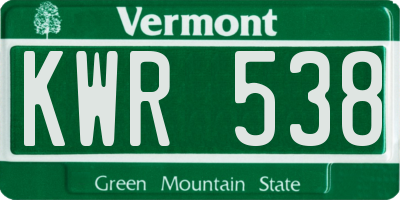 VT license plate KWR538