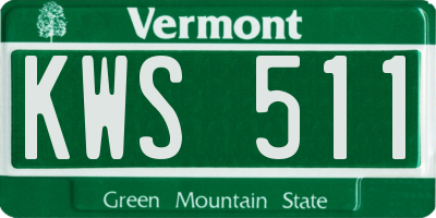 VT license plate KWS511