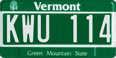 VT license plate KWU114