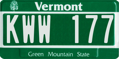 VT license plate KWW177