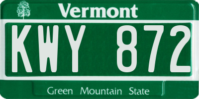VT license plate KWY872