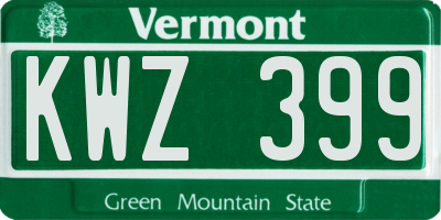 VT license plate KWZ399