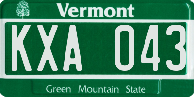 VT license plate KXA043