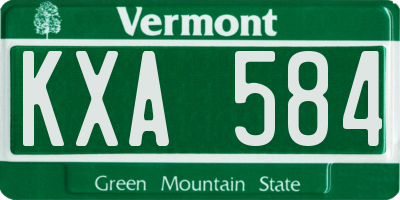 VT license plate KXA584