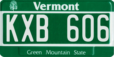 VT license plate KXB606