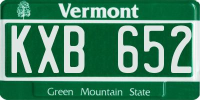 VT license plate KXB652
