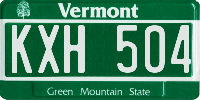 VT license plate KXH504