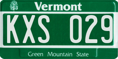 VT license plate KXS029