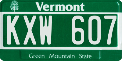 VT license plate KXW607