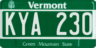VT license plate KYA230