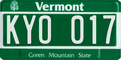 VT license plate KYO017