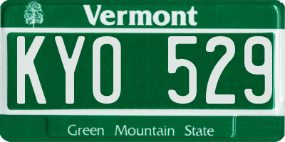 VT license plate KYO529