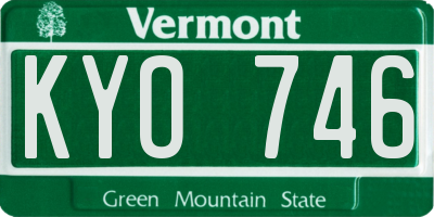 VT license plate KYO746