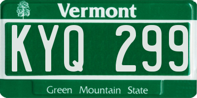 VT license plate KYQ299