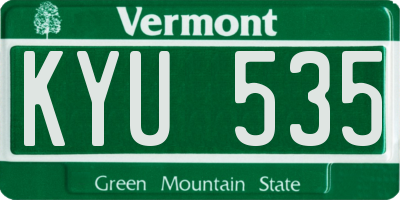 VT license plate KYU535