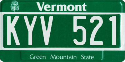 VT license plate KYV521