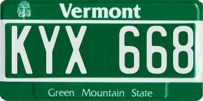 VT license plate KYX668