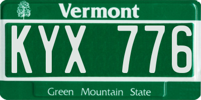 VT license plate KYX776