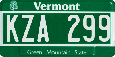 VT license plate KZA299
