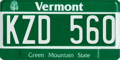 VT license plate KZD560