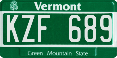 VT license plate KZF689