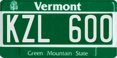 VT license plate KZL600
