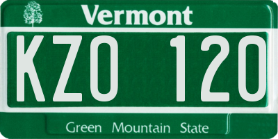 VT license plate KZO120