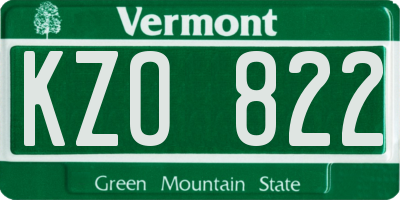 VT license plate KZO822