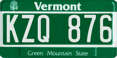 VT license plate KZQ876