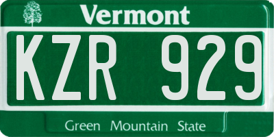VT license plate KZR929