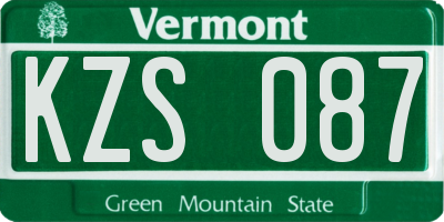 VT license plate KZS087