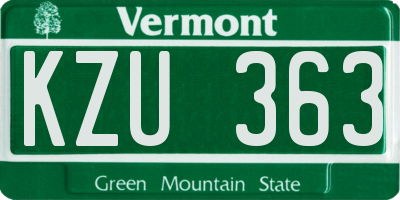 VT license plate KZU363