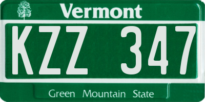VT license plate KZZ347
