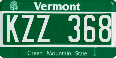 VT license plate KZZ368