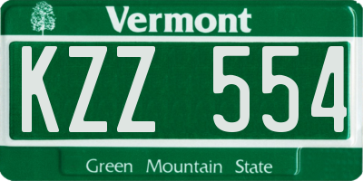 VT license plate KZZ554