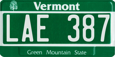 VT license plate LAE387