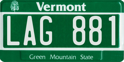 VT license plate LAG881