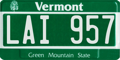 VT license plate LAI957