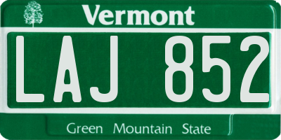 VT license plate LAJ852