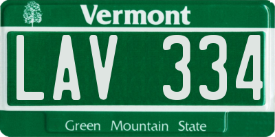 VT license plate LAV334