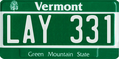 VT license plate LAY331