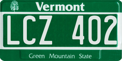 VT license plate LCZ402