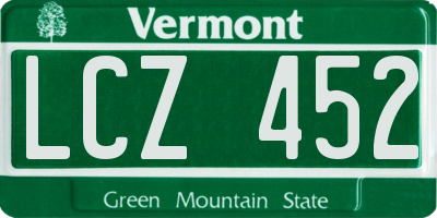 VT license plate LCZ452