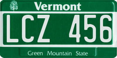 VT license plate LCZ456